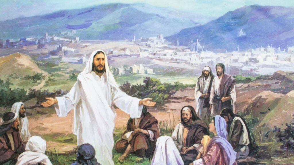 image of Jesus was peaching to the crowd