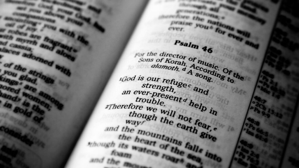 Bible showing psalm 46:1