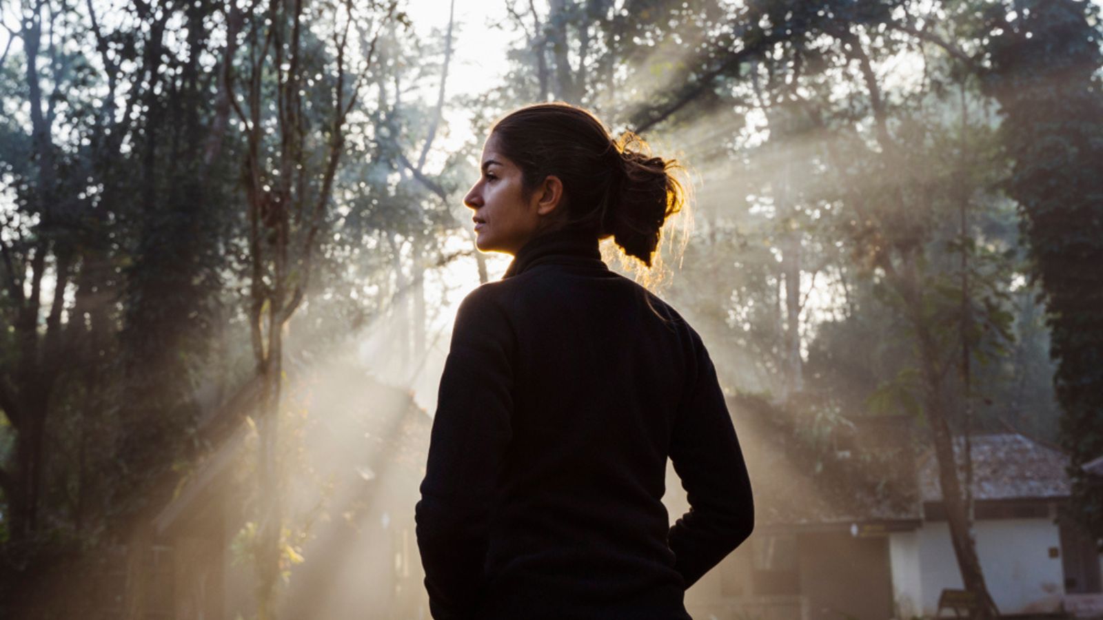 woman seeking new experience outdoors ,thoughtful ,purpose