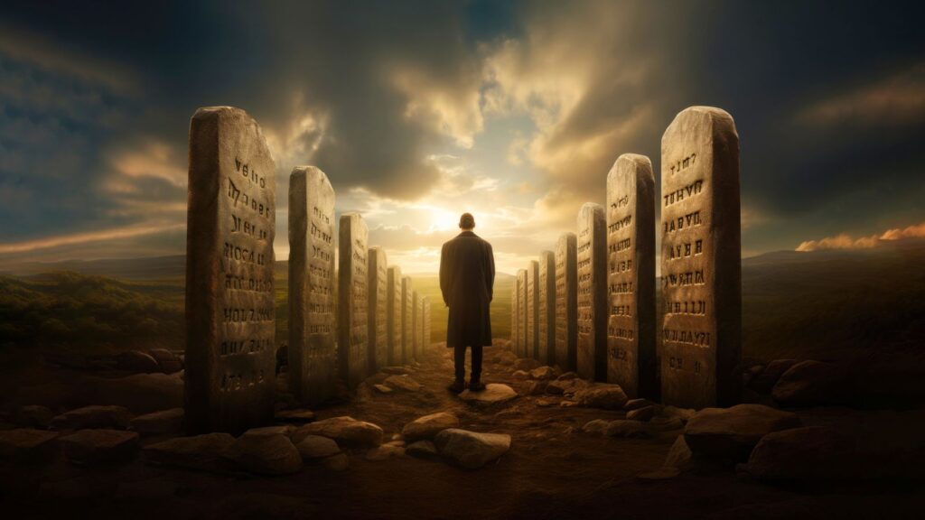 Ten Commandments Tablets of the Law, Tablets of Stone, Stone Tablets or Tablets of Testimony, tablets of the covenant, tablets of testimony. Book of Exodus.