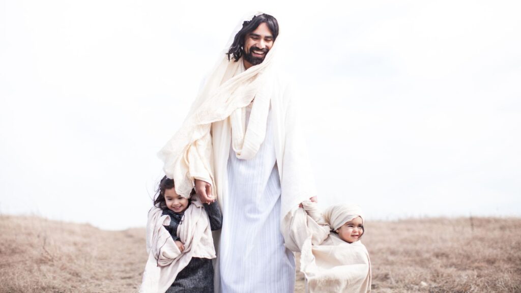 jesus walking with children