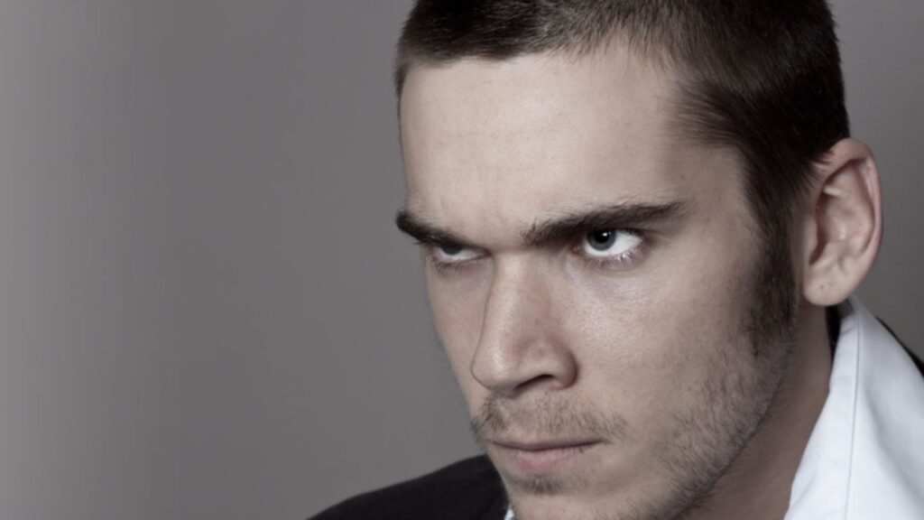 man looking defiant,sin