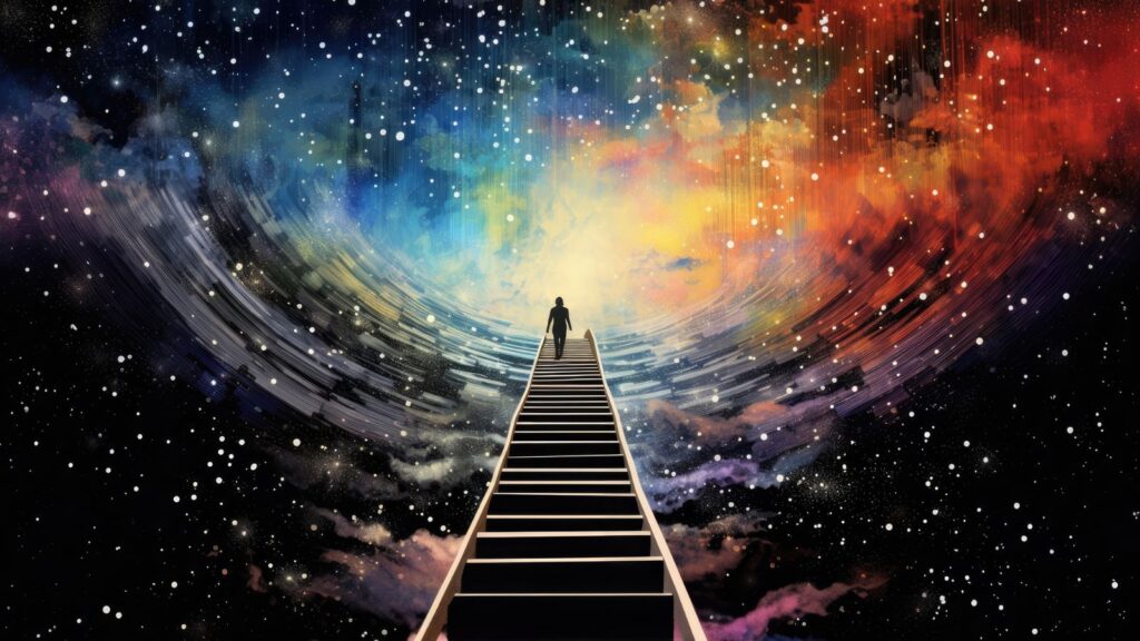 Stairway to heaven. A contemporary interpretation. Jacob had a dream in which he saw a stairway resting on the earth, with its top reaching to heaven Genesis 28