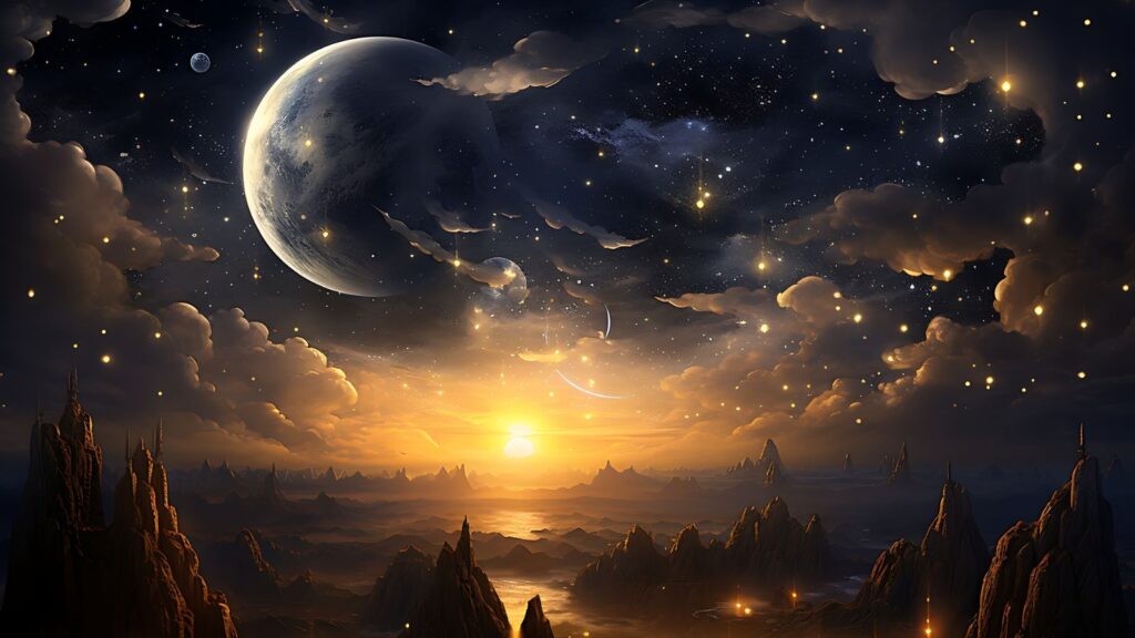 Sun, moon and stars bowing down in a dream from the story of Joseph