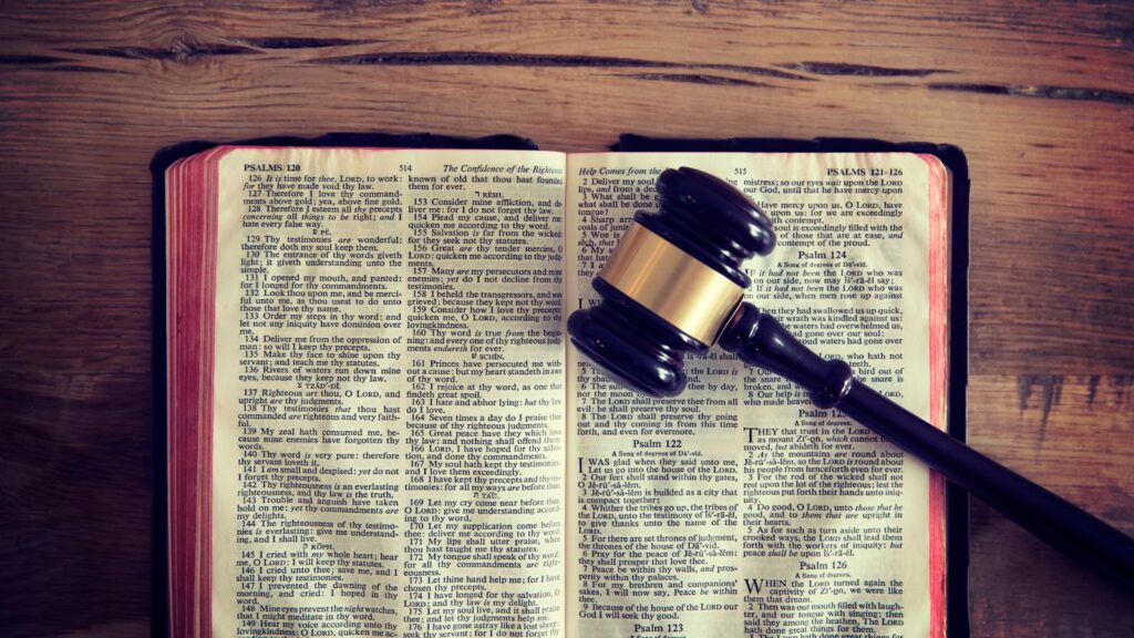 gavel on open bible